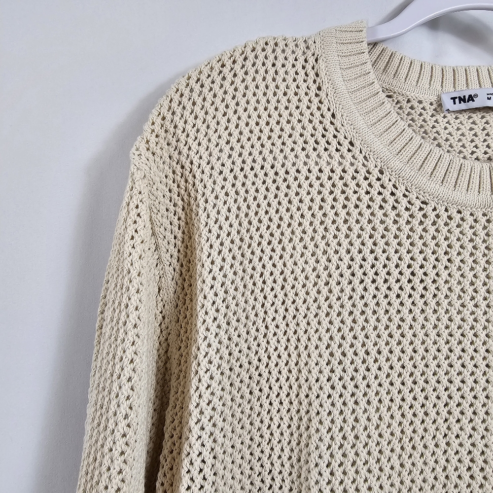 Aritzia Open-Weave Crewneck Sweater in Cream - Picture 3 of 10
